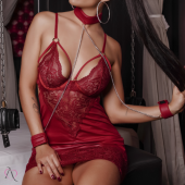 Lingerie Camisola Sensual com Coleira e Algema Valquiria Universo Feminino Tamanho M