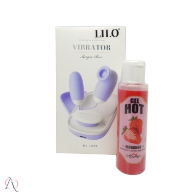 Kit Ousadia e Alegria Com Vibrador Bullet e Gel Beijável Para Sexo Oral Hot de Morango