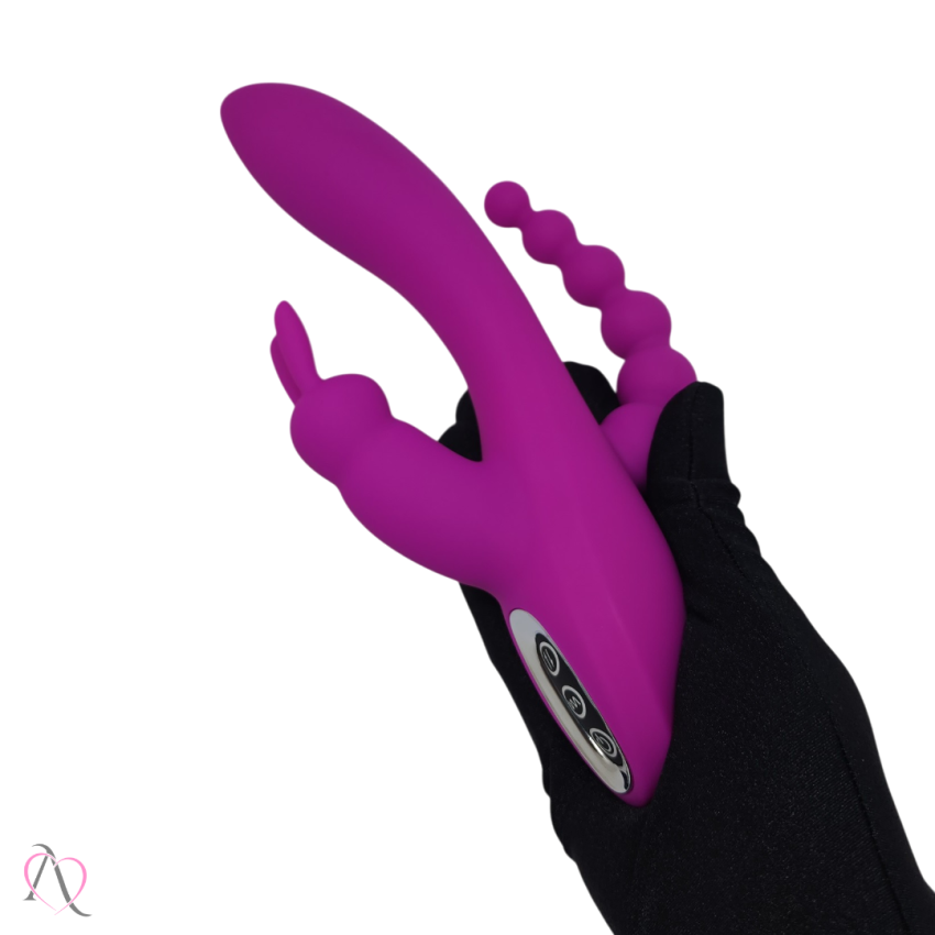 Vibrador Oley Dupla Penetração e Estimulo Ponto G e Clitóris 7 modos de vibração