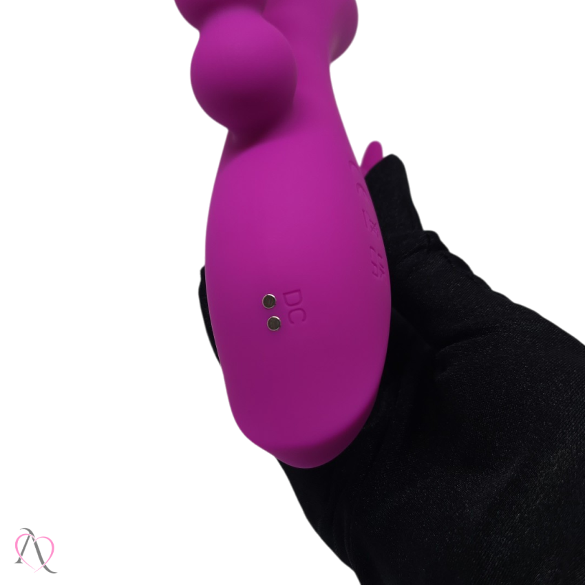 Vibrador Oley Dupla Penetração e Estimulo Ponto G e Clitóris 7 modos de vibração