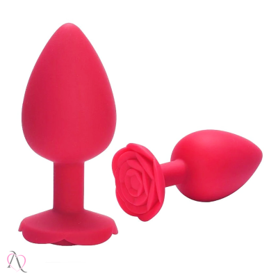 Plug Anal Médio Em Silicone Formato De Rosa Plug Anal Médio Em Silicone Formato De Rosa