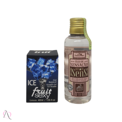 Kit Bateria do Prazer Gel Beijável Fruit Ice e Oléo Para Massagem Sensação Kit Bateria do Prazer Gel Beijável Fruit Ice e Oléo Para Massagem Sensação