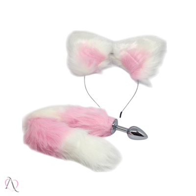 Kit Plug Anal Com Rabo De Raposa e Tiara De Orelhas Tamanho P Kit Plug Anal Com Rabo De Raposa e Tiara De Orelhas Tamanho P