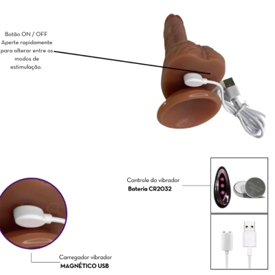 Vibrador De Pênis Realístico Com Controle Remoto 15x3,9cm Vibrador De Pênis Realístico Com Controle Remoto 15x3,9cm