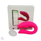 Vibrador De Casal Com Estimulador de Clitóris e Controle Remoto Cor Rosa