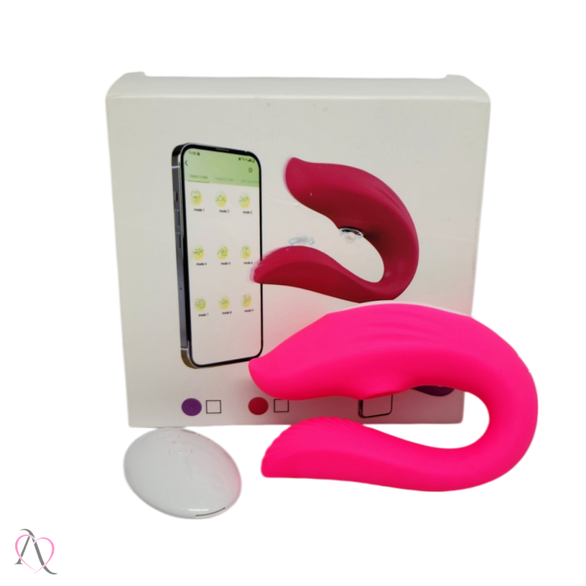 Vibrador De Casal Com Estimulador de Clitóris e Controle Remoto Cor Rosa