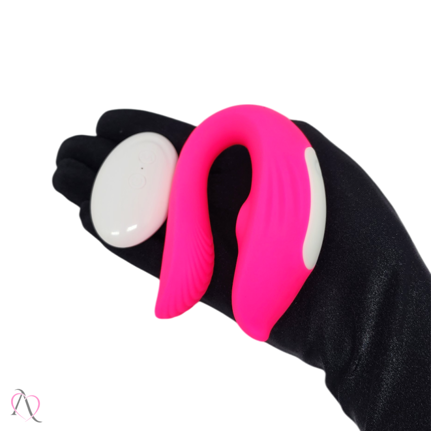 Vibrador De Casal Com Estimulador de Clitóris e Controle Remoto Cor Rosa