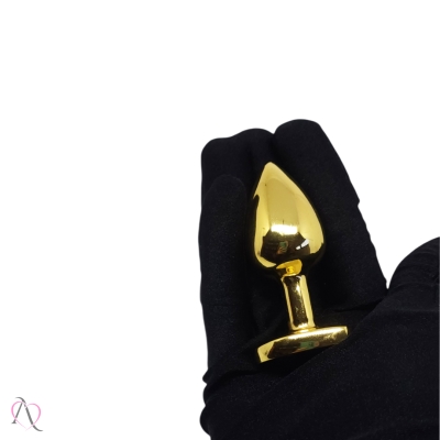 Plug Anal de Coração Dourado Tamanho Pequeno cor Roxo Plug Anal de Coração Dourado Tamanho Pequeno cor Roxo