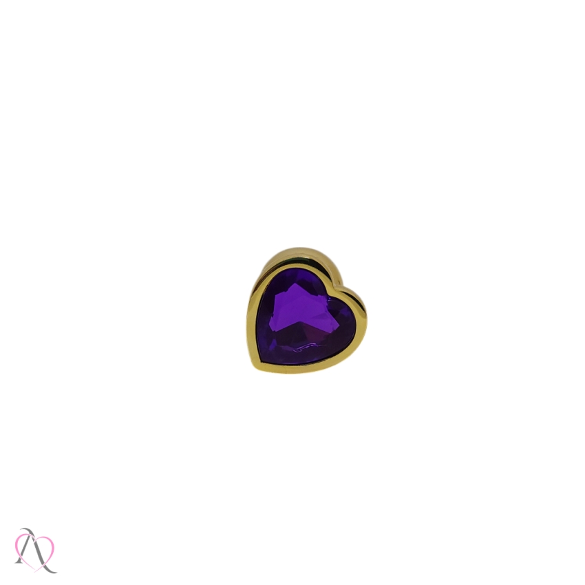 Plug Anal de Coração Dourado Tamanho Pequeno cor Roxo