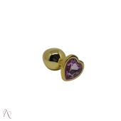 Plug Anal de Coração Dourado Tamanho Médio cor Rosa
