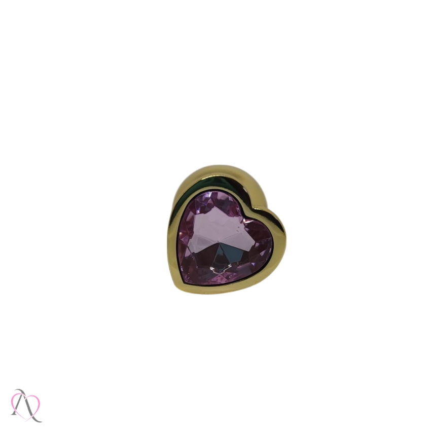 Plug Anal de Coração Dourado Tamanho Médio cor Rosa