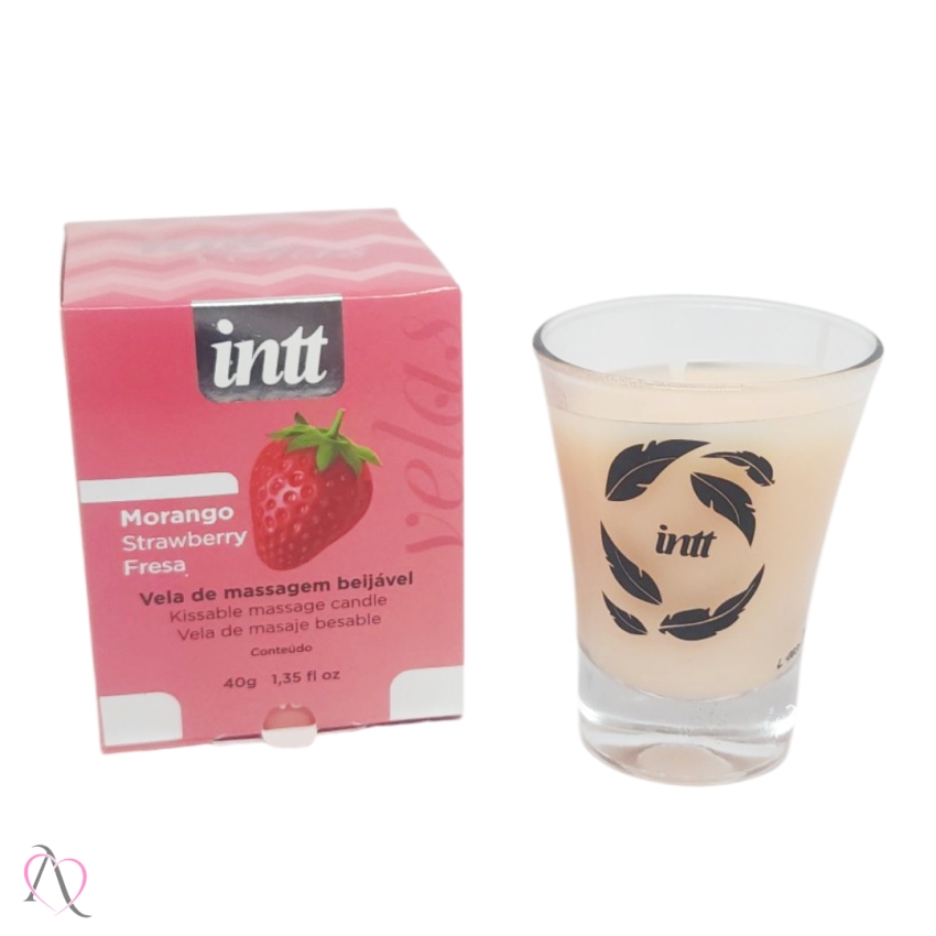 Vela Para Massagem Sensual Beijável Morango Intt 40g