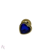 Plug Anal de Coração Dourado Tamanho Médio cor Azul