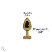 Plug Anal de Coração Dourado Tamanho Médio cor Azul