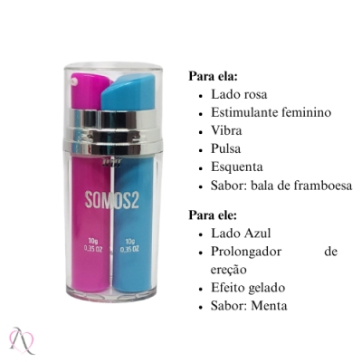 Kit Casal Dia Dos Namorados 1 Vibrador de Casal e 1 Somos2 Excitante e Prolongador Kit Casal Dia Dos Namorados 1 Vibrador de Casal e 1 Somos2 Excitante e Prolongador