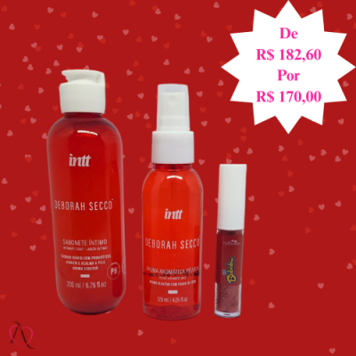 Kit Autocuidado - 1 Sabonete Íntimo, 1 Bruma Pélvica Aromática e 1 Gloss de Cereja Kit Autocuidado - 1 Sabonete Íntimo, 1 Bruma Pélvica Aromática e 1 Gloss de Cereja