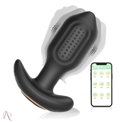 Plug Anal Vibrador com Rotação 360° Preto Plug Anal Vibrador com Rotação 360° Preto