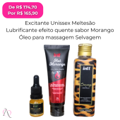 Kit Noite Feliz - 1 Estimulante Meltesão, 1 Lubrificante Beijável Hot Morango e Óleo para Massagem Sauvage
