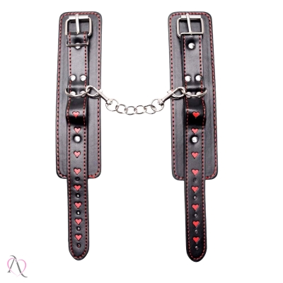 Algema de Couro Com Costura de Coração Algema de Couro Com Costura de Coração