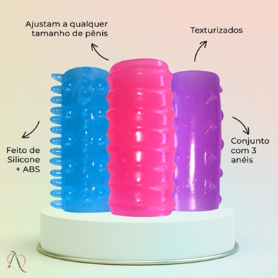 Anel Peniano Texturizado Kit com 3