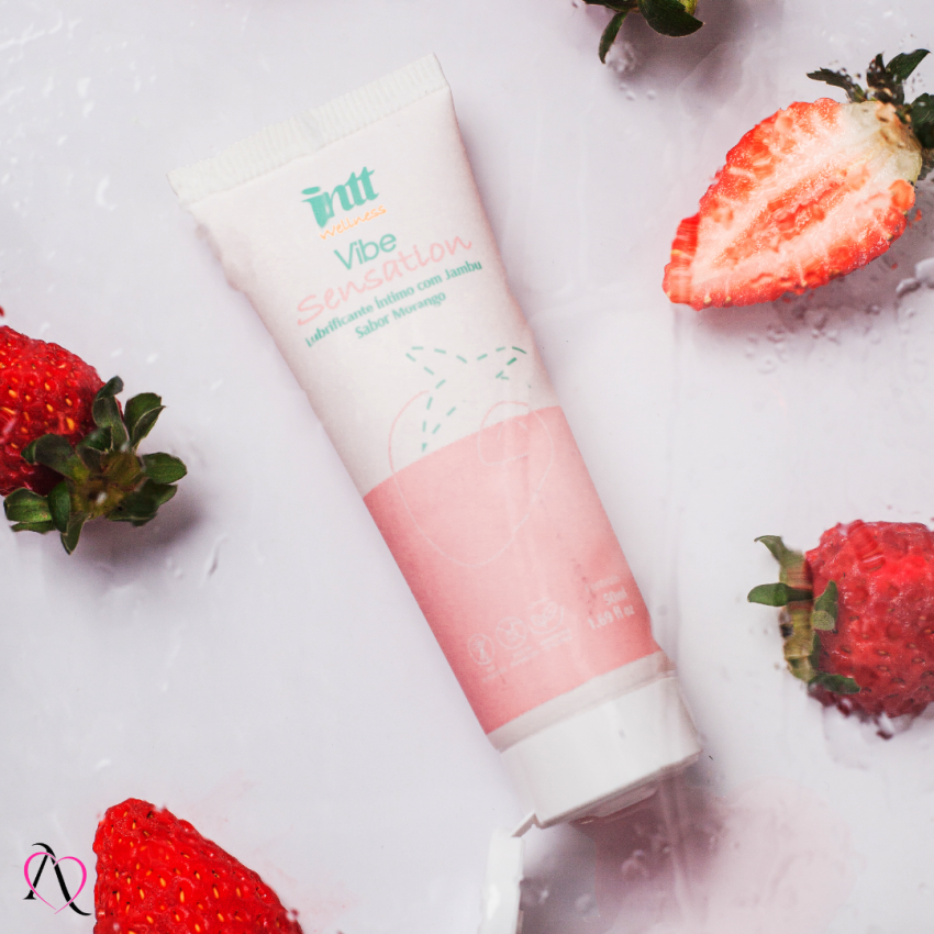 Lubrificante Beijável com Jambu Vibe Sensation sabor Morango 50ml Intt Cosméticos