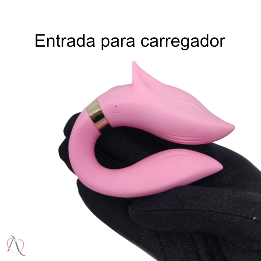 Vibrador de Casal Lobo com Controle Remoto 9 Modos de Vibração Cor: Rosa
