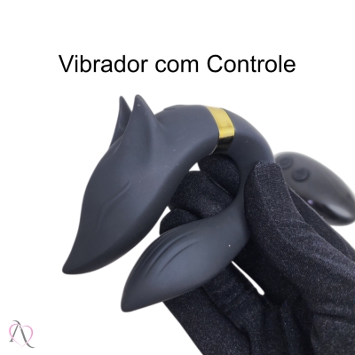 Vibrador de Casal Lobo com Controle Remoto 9 Modos de Vibração Cor: Preto Vibrador de Casal Lobo com Controle Remoto 9 Modos de Vibração Cor: Preto