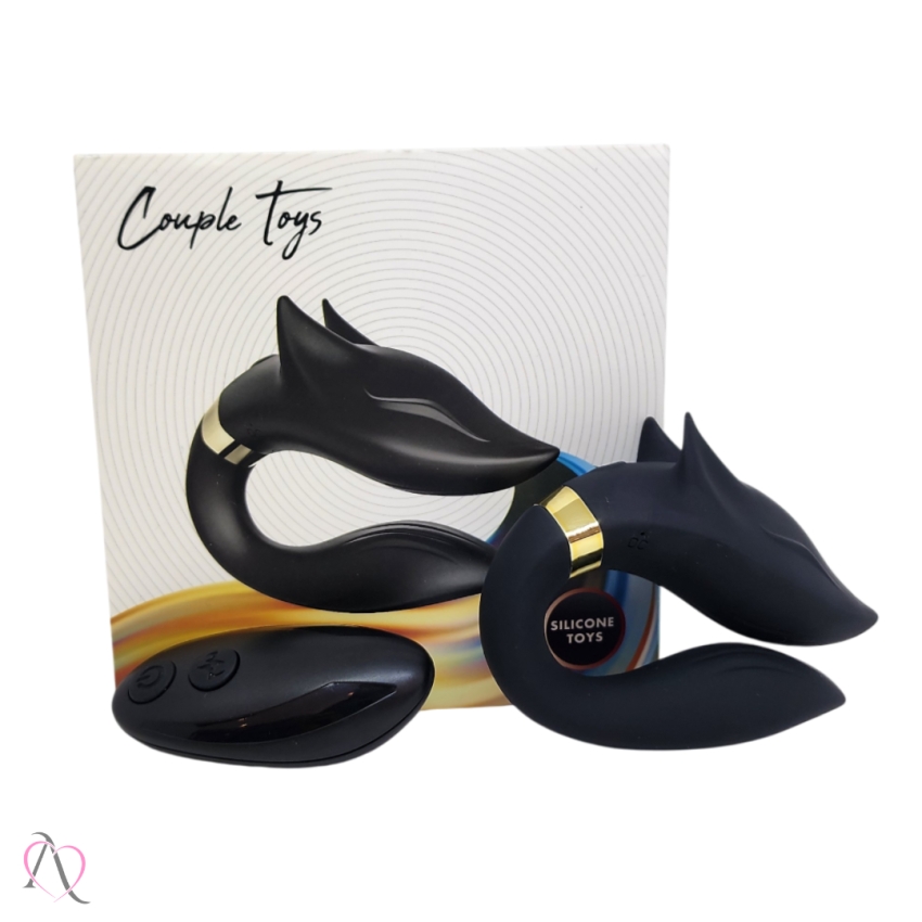 Vibrador de Casal Lobo com Controle Remoto 9 Modos de Vibração Cor: Preto