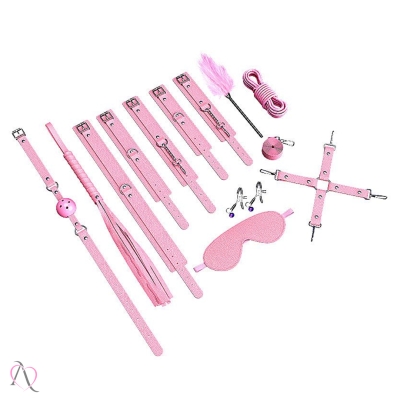 Kit Sado Erótico 10 Itens para BDSM Cor: Rosa Kit Sado Erótico 10 Itens para BDSM Cor: Rosa