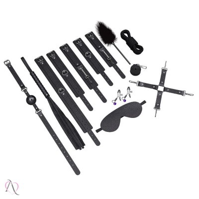 Kit Sado Erótico 10 Itens para BDSM Cor: Preto Kit Sado Erótico 10 Itens para BDSM Cor: Preto