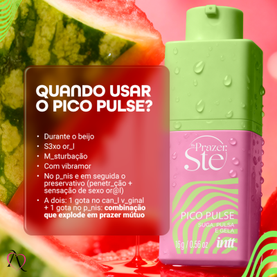 Excitante Pico Pulse Suga, Pulsa, Vibra e Esfria sabor Picolé de Melancia 16g