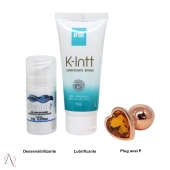 Kit Iniciante Anal Sem Dor com Plug P - 1 Dessensibilizante Cliv Intt, 1 Lubrificante Neutro K-Intt e 1 Plug Anal Pequeno