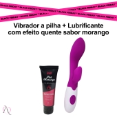 Kit Casal Iniciante - 1 Vibrador Penetrável Brighty à pilha e 1 Lubrificante Beijável Sabor Morango que Esquenta 50g