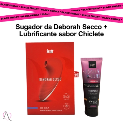 Kit Ela no Comando 2 - 1 Sugador de Clitóris Deborah Secco e 1 Lubrificante Babalub Sabor Chiclete