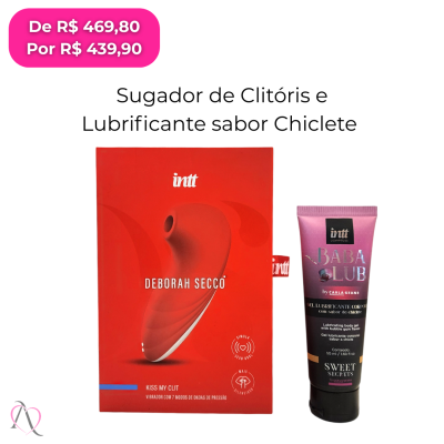 Kit Ela no Comando 2 - 1 Sugador de Clitóris Deborah Secco e 1 Lubrificante Babalub Sabor Chiclete
