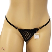Calcinha Tailandesa Fio Dental com Regulagem cor Preto Tallyta Moda Apimentada