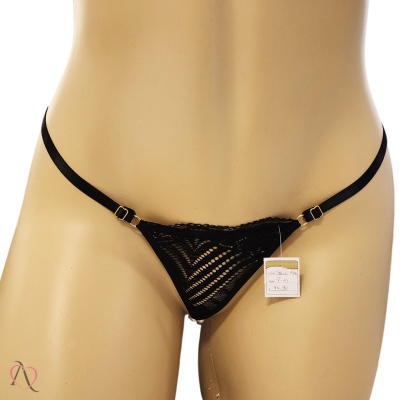 Calcinha Tailandesa Fio Dental com Regulagem cor Preto Tallyta Moda Apimentada
