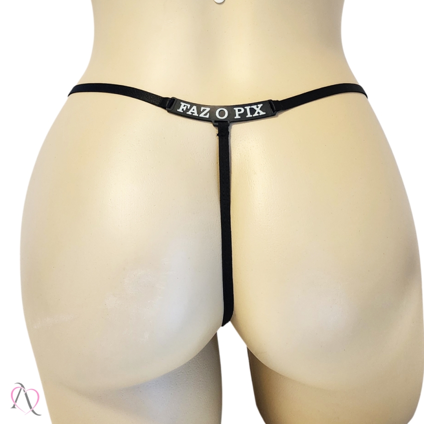 Calcinha com Frase que Brilha no Escuro Faz o Pix Cor Preto