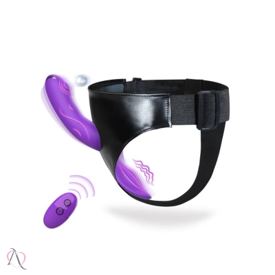 Cinta Peniana com Vibrador e Controle Remoto 10 Modos de Vibração cor Roxo