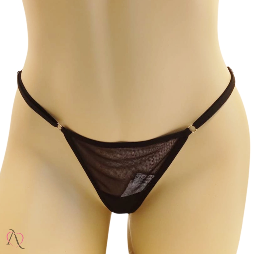 Calcinha Safada Preto Com Frase em Strass Tamanho Único