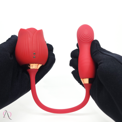 Vibrador para Ponto G com Pulsação de Clitóris Em Formato de Rosa 10 Modos de Vibração Vibrador para Ponto G com Pulsação de Clitóris Em Formato de Rosa 10 Modos de Vibração