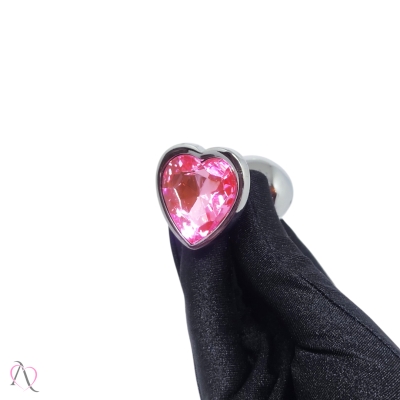 Plug Anal Pequeno Rosa em Formato de Coração 7x2,8cm