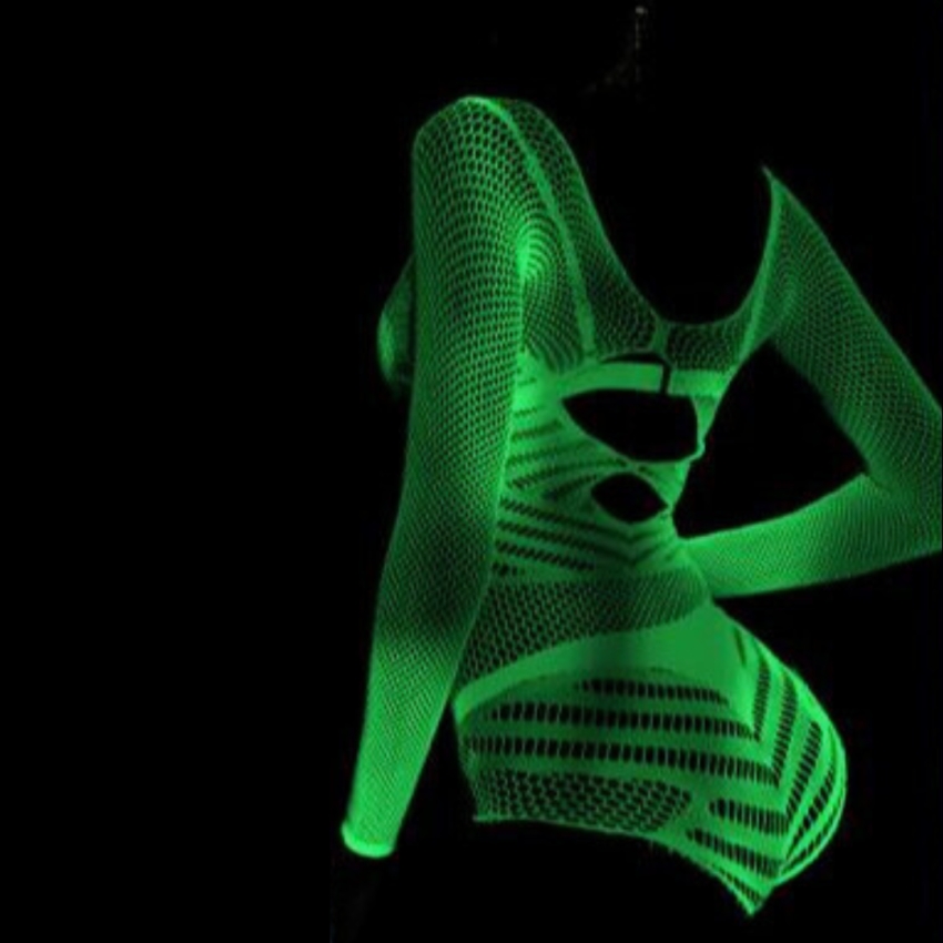 Body Arrastão que Brilha no Escuro cor Branco Tamanho Único - Y2146