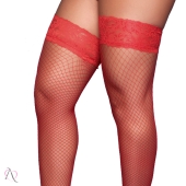 Meia Arrastao 7/8 Com Silicone Cor Vermelho - Y4025