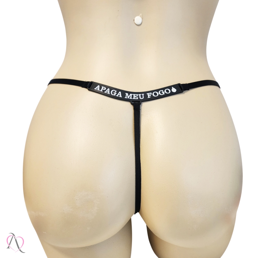 Calcinha com Frase que Brilha no Escuro APAGA MEU FOGO Cor Preto - Tamanho Único