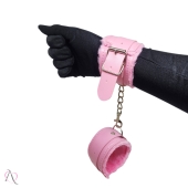 Algemas de Couro com Pelúcia Cor Rosa