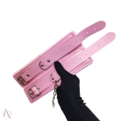 Algemas de Couro com Pelúcia Cor Rosa