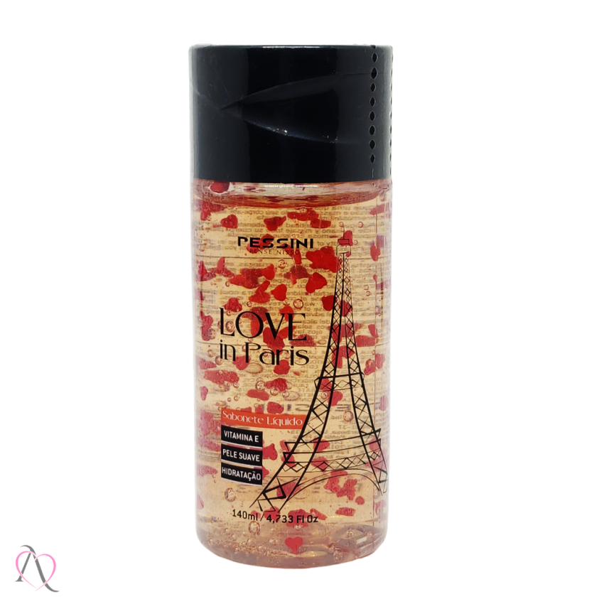 Sabonete Líquido com Cápsulas em Formato de Coração Love In Paris Pessini 140ml